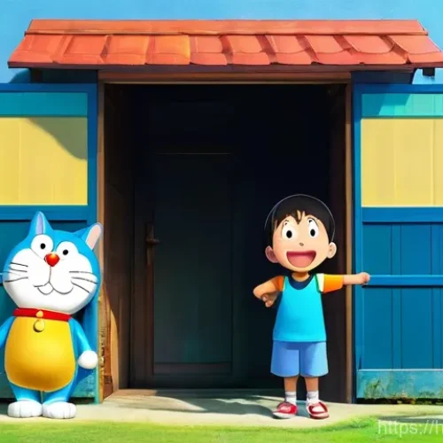 Home 22 도라에몽 관련 퀴즈 문제 - **Prompt 1: Doraemon and Friends with the Anywhere Door**
An anime-style illustration of Doraemo...